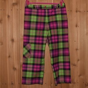 Lilly Pulitzer Plaid Pink & Green Capri Pants